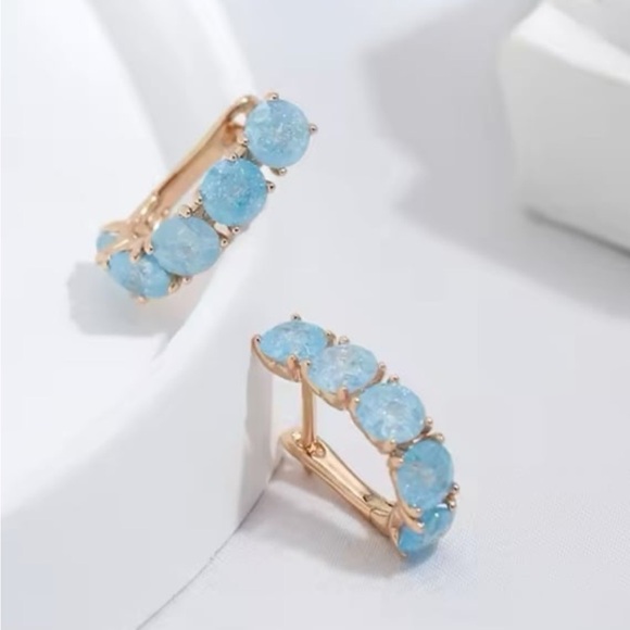 585 gold ! Bluetourmaline earrings 585 gold - Picture 2 of 2